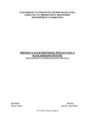 Primena elektronskog poslovanja u bankarskom sistemu