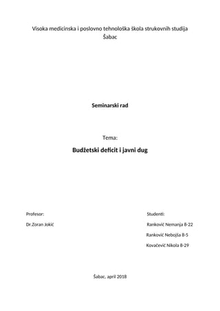 Budzetski deficit i javni dug