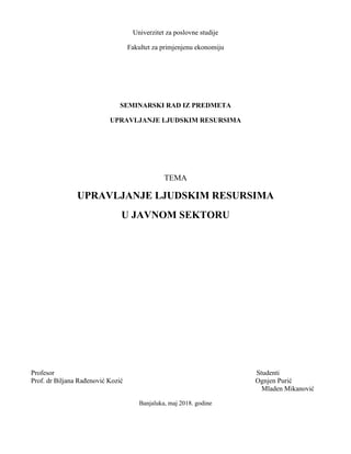 Upravljanje ljudskim resursima u javnom sektoru