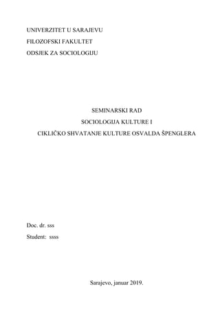 Cilicko shvatanje kulture Špenglera