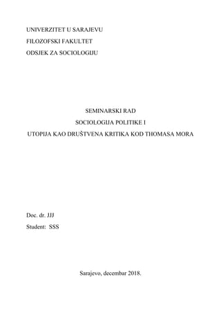 Utopija kao društvena kritika kod Thomasa Mora