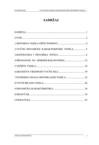 Vučno dinamičke karakteristike motornih vozila