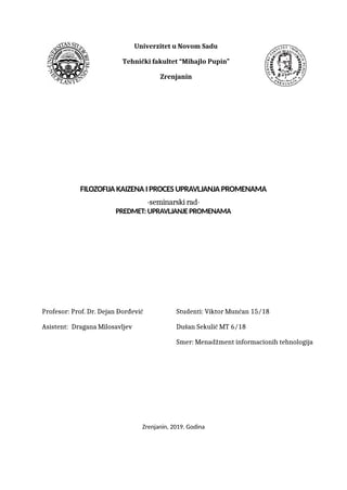 Filozofija Kaizena u upravljanu promenama