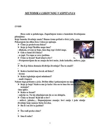 Pisana priprema iz metodike likovnog vaspitanja