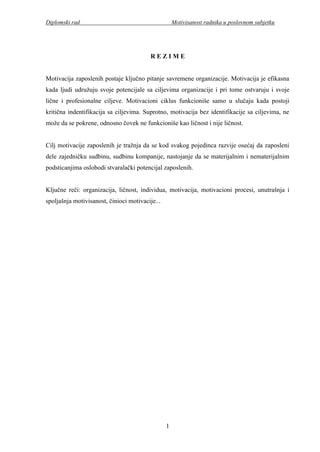 Motivisanost radnika u poslovnom subjektu