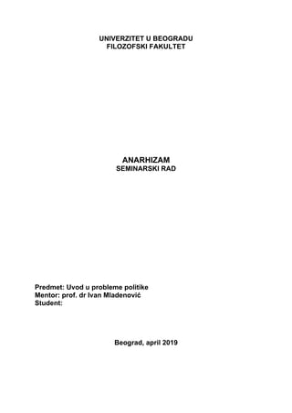 Anarhizam: seminarski rad