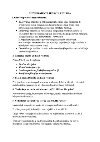 Menadžment ljudskih resursa- osnovni pojmovi