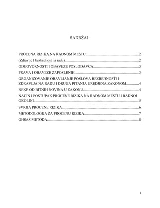 Procena rizika za jedno radno mesto