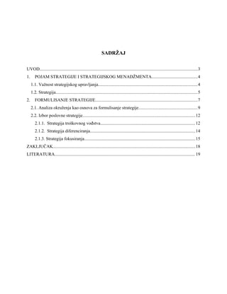 Formulisanje strategije u poslovanju savremenih kompanija