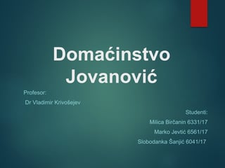 Analiza Domaćinstva Jovanović