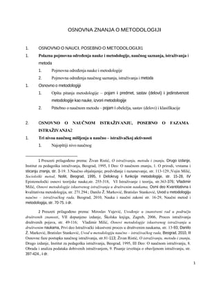 Osnovna znanja o metodologiji NIR-a