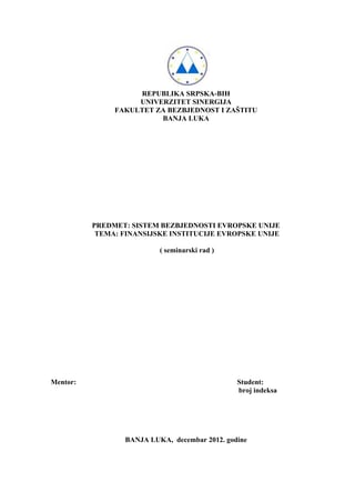 Finansijske institucije Evropske Unije