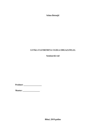 Lutka i savremena uloga odgajatelja