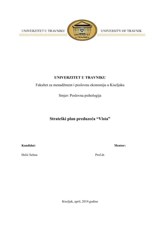 Strateški plan preduzeća “Vista”