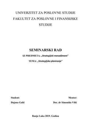 Strategisjko planiranje