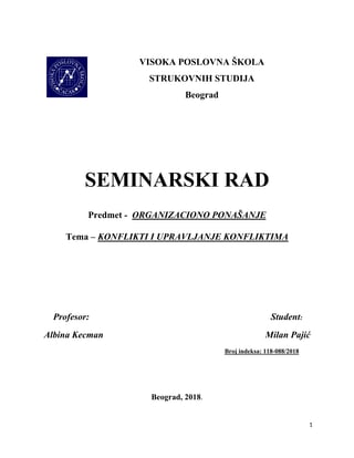 Konflikti i upravljanje konfliktima