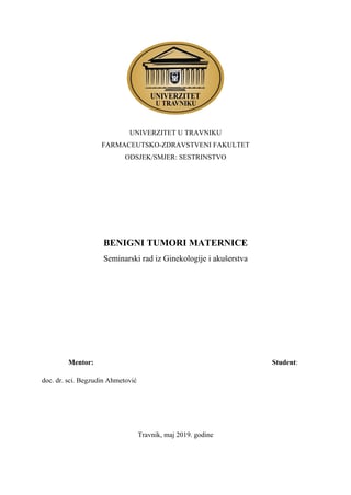 Benigni tumori meternice