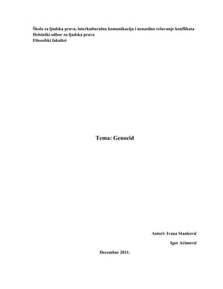 Genocid: pojam, definicije i međunarodno krivično pravo