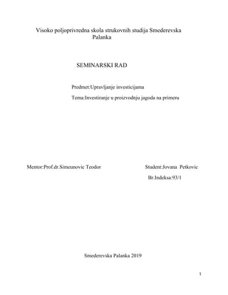 Investiranje u proizvodnju jagoda