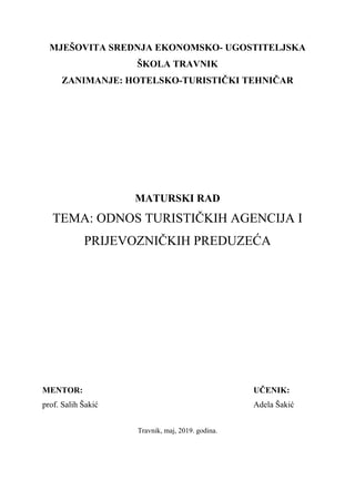 Odnos turističkih agencija i prevozničkih preduzeća