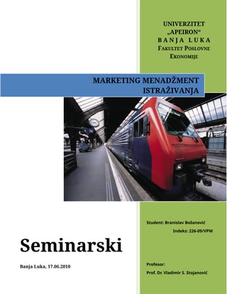 Marketing Menadžment istraživanja