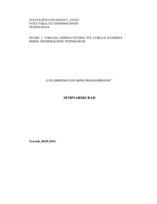 Cjelobrojno programiranje