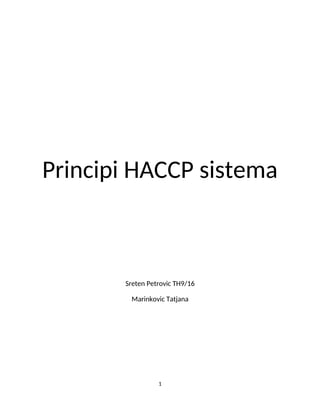 Principi HACCP sistema