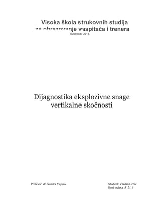 Dijagnostika eksplozivne snage vertikalne skočnosti
