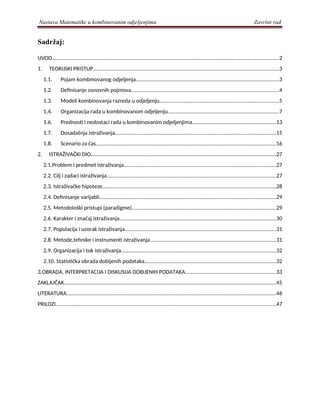 Nastava Matematike u kombinovanom odjeljenju