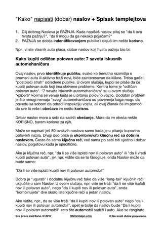 Kako napisati dobar naslov