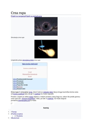 Crna rupa: teorija, svojstva i budućnost