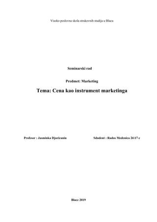 Cena kao instrument marketinga