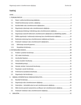 Organizacija nastave u kombinovanom odjeljenju