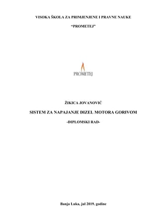 Sistem za napajanje dizel motora gorivom