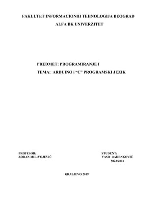 ARDUINO i “C” PROGRAMSKI JEZIK