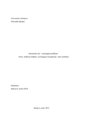 Sociologija konflikata – Anthony Giddens