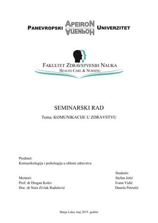 Komunikacije u zdravstvu