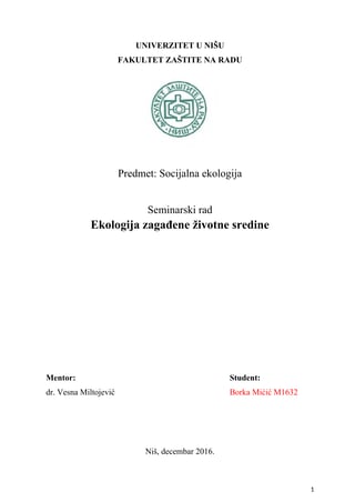 Ekologija zagađene životne sredine