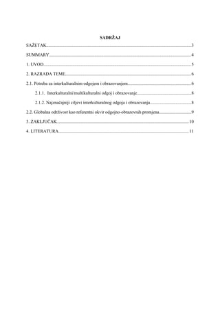 Osnove interkulturalnog odgoja i obrazovanja