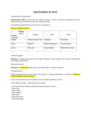 Ekonomija II: pitanja i odgovori