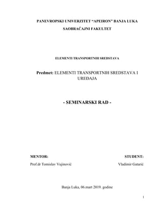 Elementi transportnih sredstava: tolerancije, prenosnici snage i obrtna kretanja