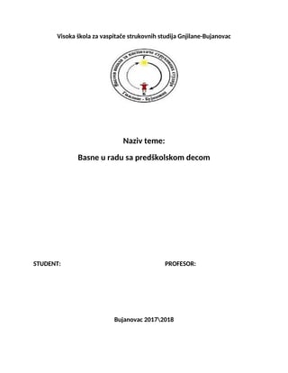 Basne u radu sa predskolskom decom