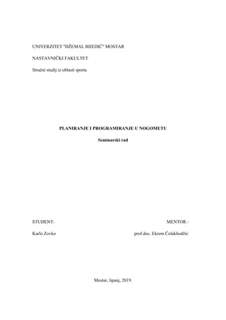 Planiranje i programiranje u nogometu