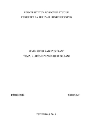 Ključne preporuke o ishrani