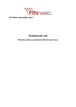 Stručna praksa u preduzeću Đerzić auto d.o.o.