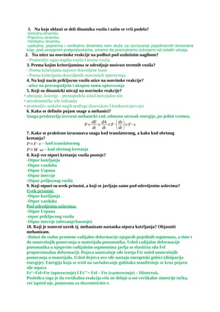 Dinamika vozila: pitanja i odgovori