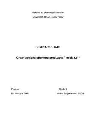 Organizaciona struktura preduzeca Imlek