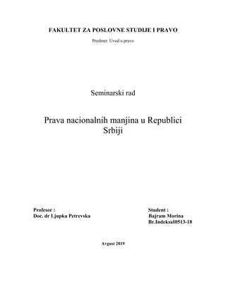 Prava nacionalnih manjina u Republici Srbiji