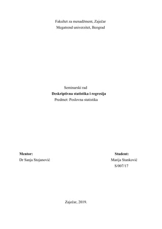Deskriptivna statistika i regresija