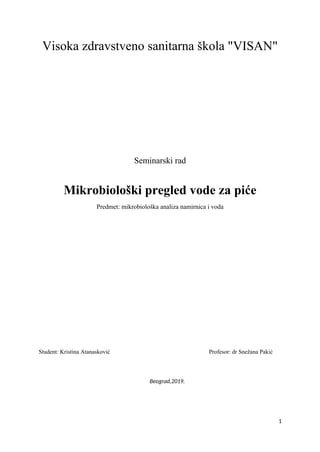 Mikrobiološki pregled vode za piće